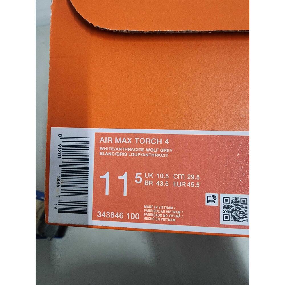 NWT Nike Air Max Torch 4 Sneakers White/Wolf Grey Size US 11.5 (UK 10.5) - Picture 2 of 6